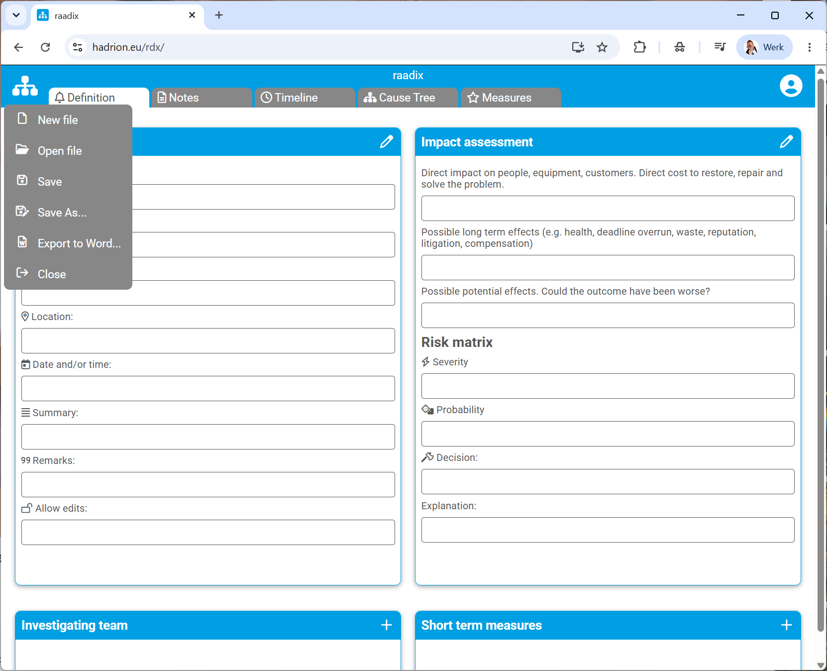 File menu